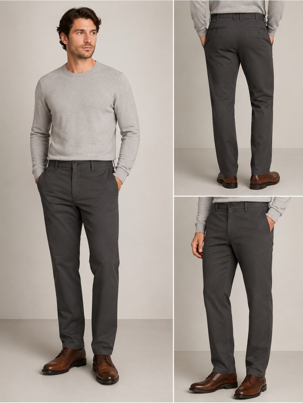Amazon Essentials Men’s Charcoal Dress Pants 48W x 28L Flat Front Career Office